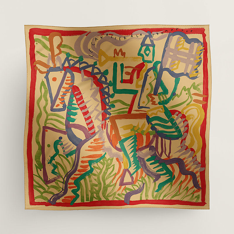 Le Cavalier a la Trompette scarf 90 - Beige | Hermès Mainland China